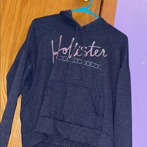 Navy blue cropped hollister hoodie